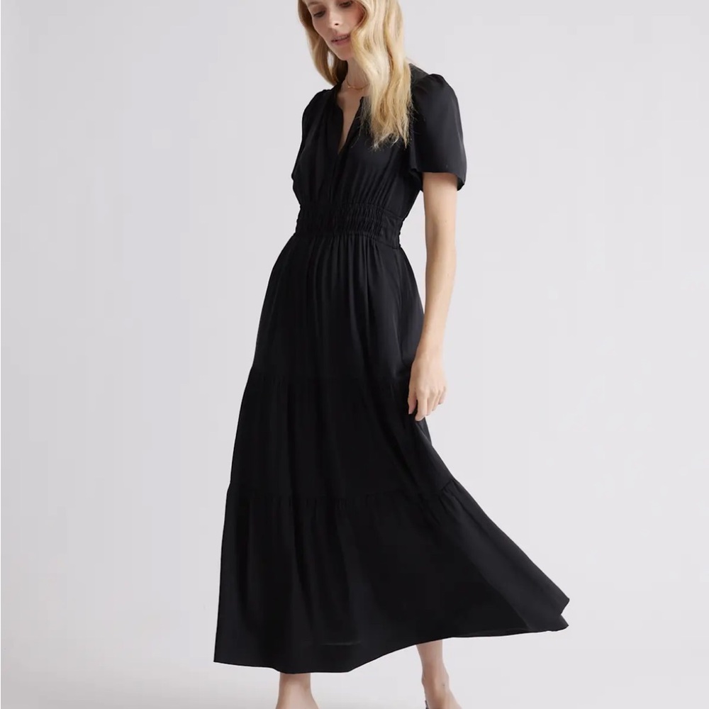 Quince Washable Stretch Silk Maxi | Black | sz. M